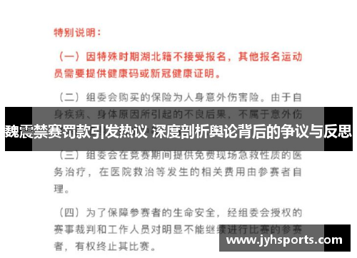 魏震禁赛罚款引发热议 深度剖析舆论背后的争议与反思